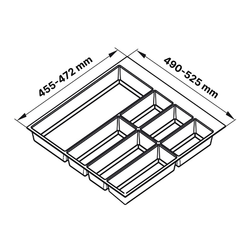 Лоток для столових приладів Classico 500/60, для Legrabox, чорний (890), Globe soft Touch
