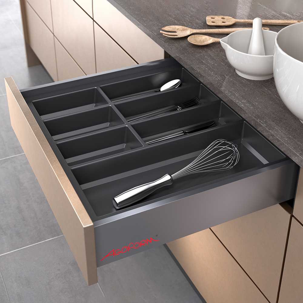 Лоток для стол. приборов Classico 600мм, для Legrabox, черный (890), Globe soft Touch