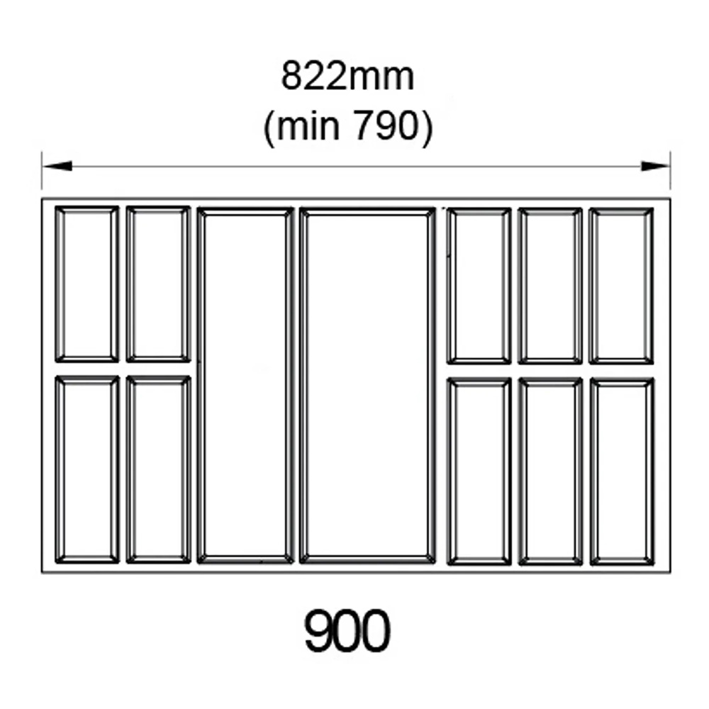 Лоток для столових приладів Classico 500/90, для Legrabox, чорний (890), Kristall softTouch