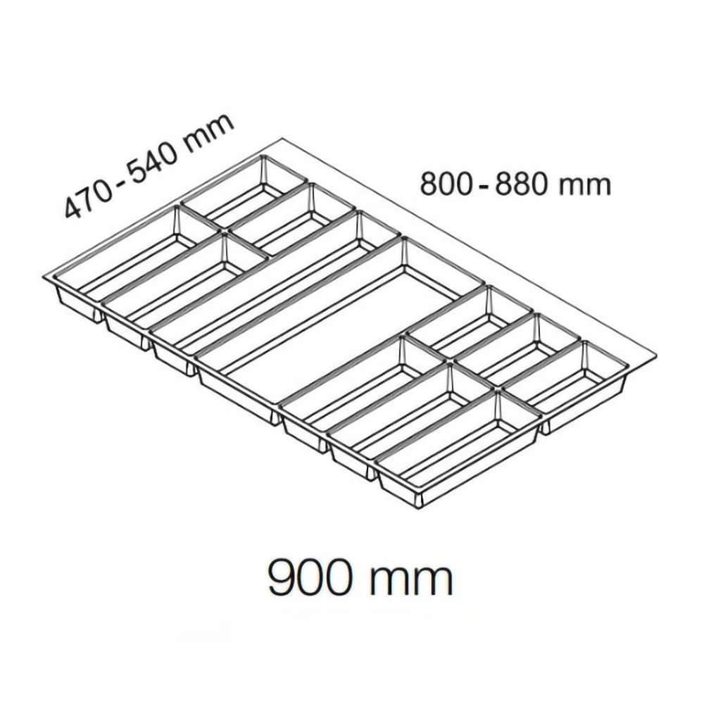 Лоток для столових приладів Classico 500/90, для Legrabox, чорний (890), Kristall softTouch