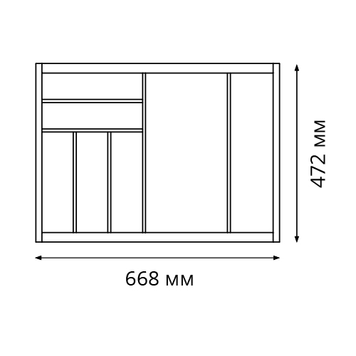 Лоток 750 Premiere (мод.1125) для столових приладів для Legrabox, 668x472мм, ясен, сірий оріон