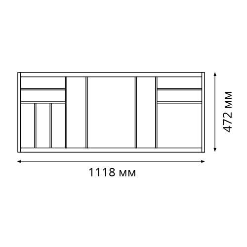Лоток 1200 Premiere (мод.1140) для столових приладів для Legrabox, 1118x472мм, ясен, сірий оріон
