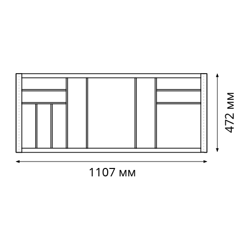 Лоток 1200 Premiere (мод.1140) для столових приладів для Merivobox/Tandembox, 1107x472мм, ясен, сірий оріон
