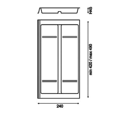 Лоток Combi (мод.715) для столових приладів, 240x470мм, пластик, сірий оріон Лоток Combi (мод.715) для столових приладів, 240x470мм, пластик, сірий оріон
