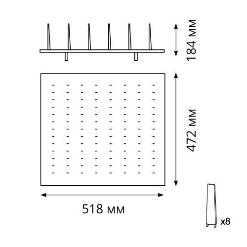 Лоток-основа з тримачами для посуду (1220) 600мм, Legrabox, ясен/Оріон Лоток-основа з тримачами для посуду (1220) 600мм, Legrabox, ясен/Оріон