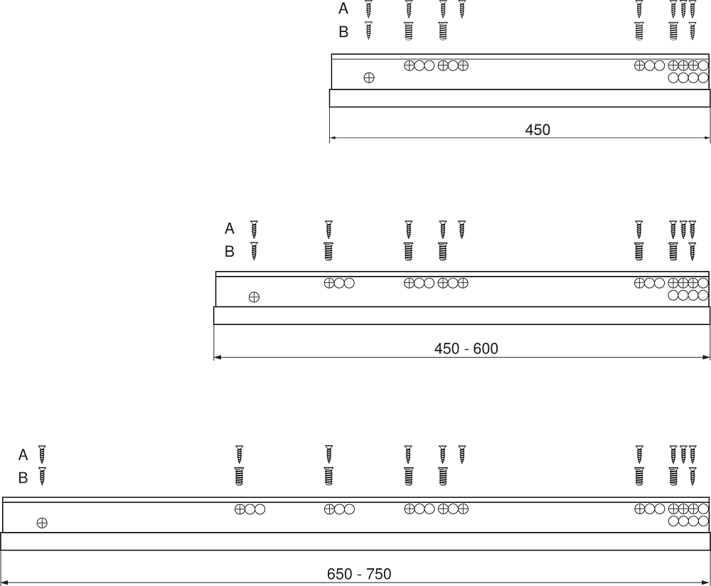 Направл. MOVENTO на 60кг, повн. висуву L=750мм, з TIP-ON  Направл. MOVENTO на 60кг, повн. висуву L=750мм, з TIP-ON