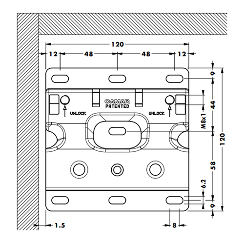 Навесная планка 120х120 для арт. 807