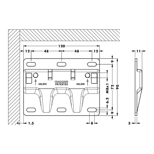 Навісна планка 120х90 для арт. 807XL/807XLRV, протиз'ємна