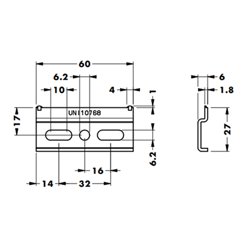 Навісна планка 60х28 мм для підвіса (для 801, 804, 806, 818)
