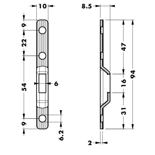 Навісна планка протиз'ємна для арт. 821.12 Навісна планка протиз'ємна для арт. 821.12