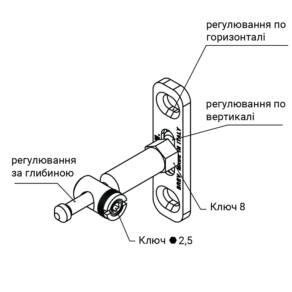 Навіска прихованого монтажу ATC331 на товщину 18мм, сталь