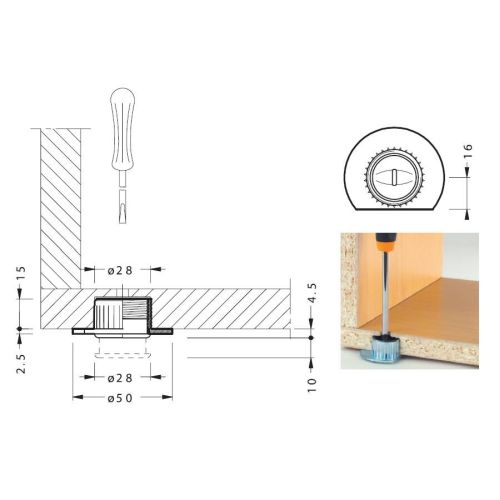 Опора для шафи d=50/28мм (в дно) Опора для шафи d=50/28мм (в дно)