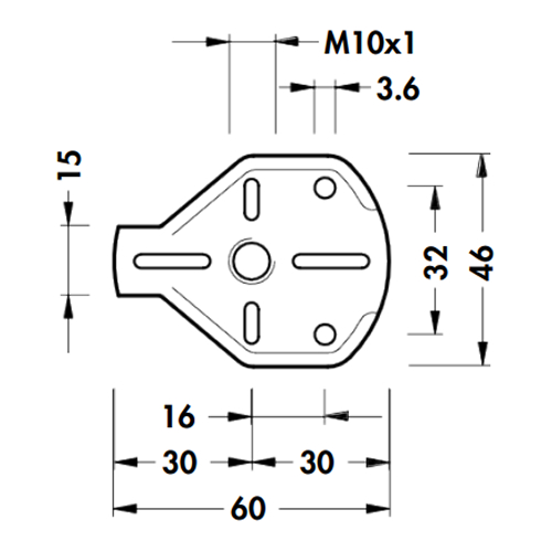 Опора для шкафа h=60мм d=38мм, м/о 32мм, под шестигран.