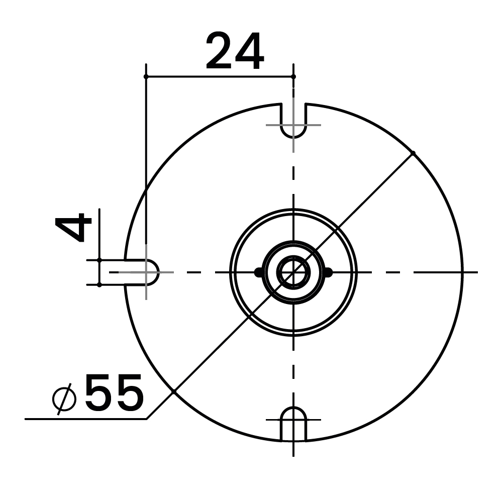 Опора круглая d=28мм, h=60мм с коннектором CT88 (d14х18мм), без покрытия