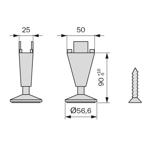 Опора регульована, анод., антрацит