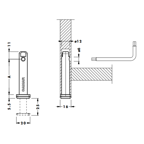 Опора в торец d=12мм, h=32мм