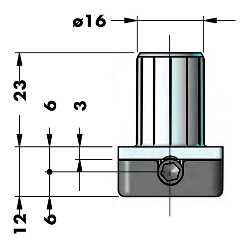 Опора в торець d=16мм, h=23мм