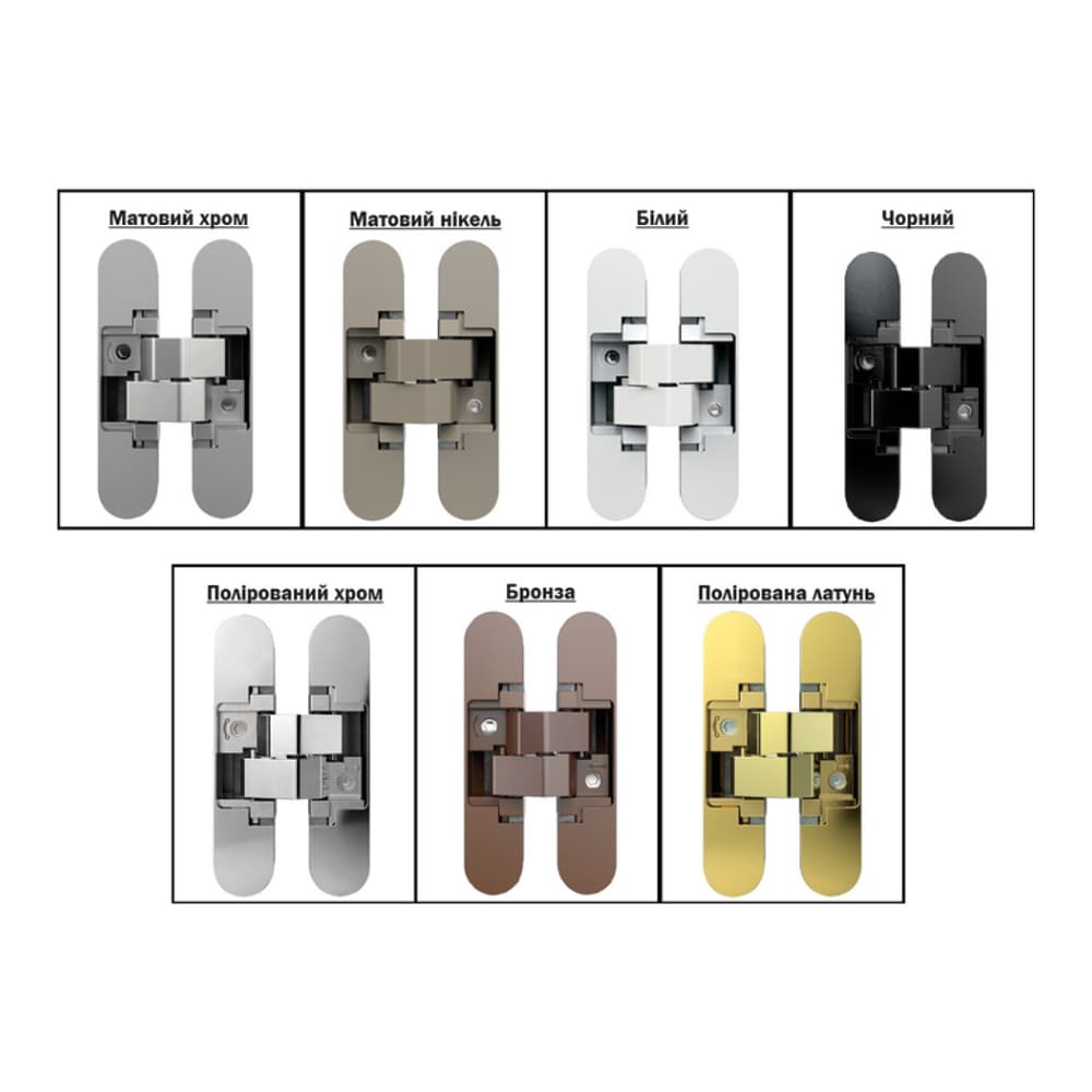 Петля прихованого монтажу Istar, 3D, універсальна, 20кг, хром пол., серія 505 Петля прихованого монтажу Istar, 3D, універсальна, 20кг, хром пол., серія 505
