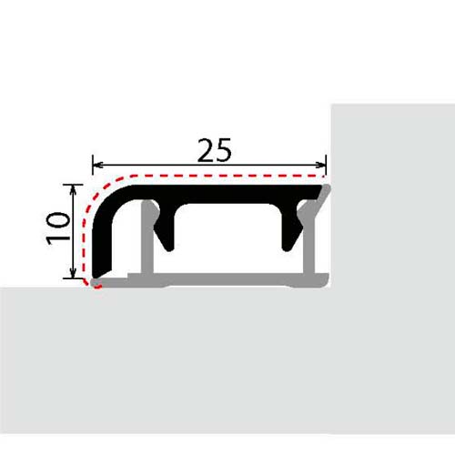 Плінтус 10х25мм, L=4300мм, алюміній Плінтус 10х25мм, L=4300мм, алюміній