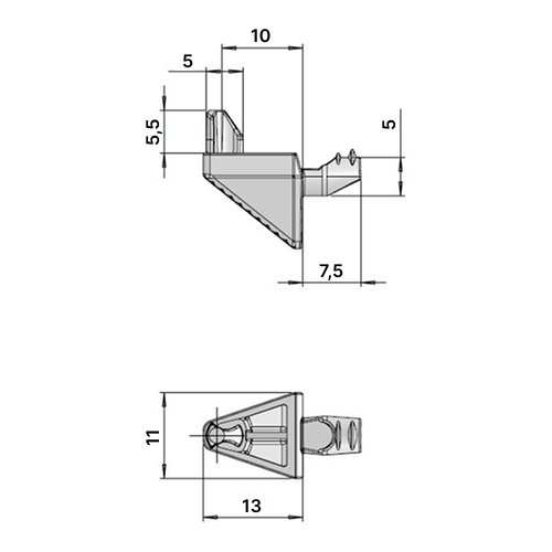 Полкодержатель Cheope для ДСП из PIN, d=5мм, титанум