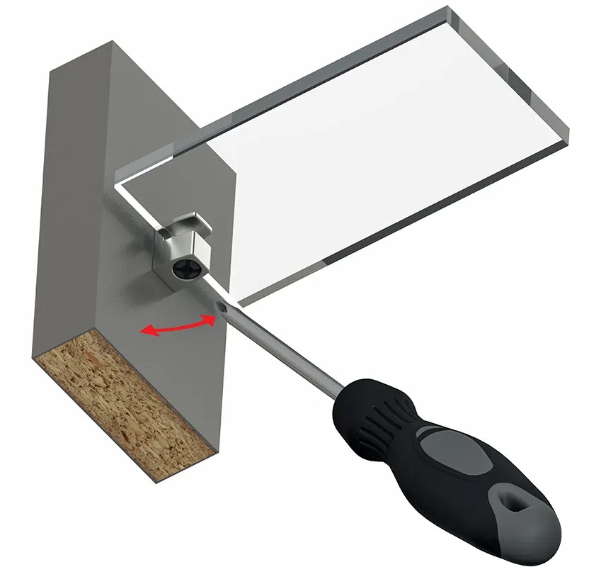 Полицетримач для скла 3-6мм зі штифтом, титан Полицетримач для скла 3-6мм зі штифтом, титан