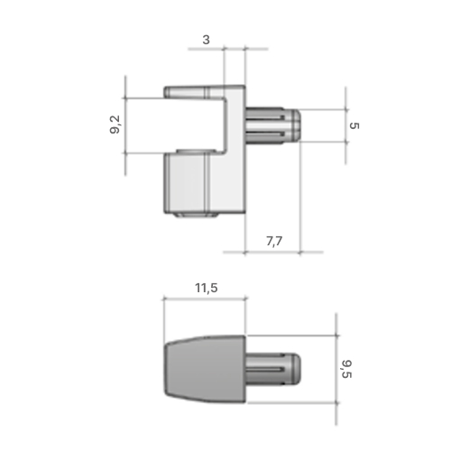 Полкодержатель для стекла 6-8мм со штифтом &Oslash;5мм, титан