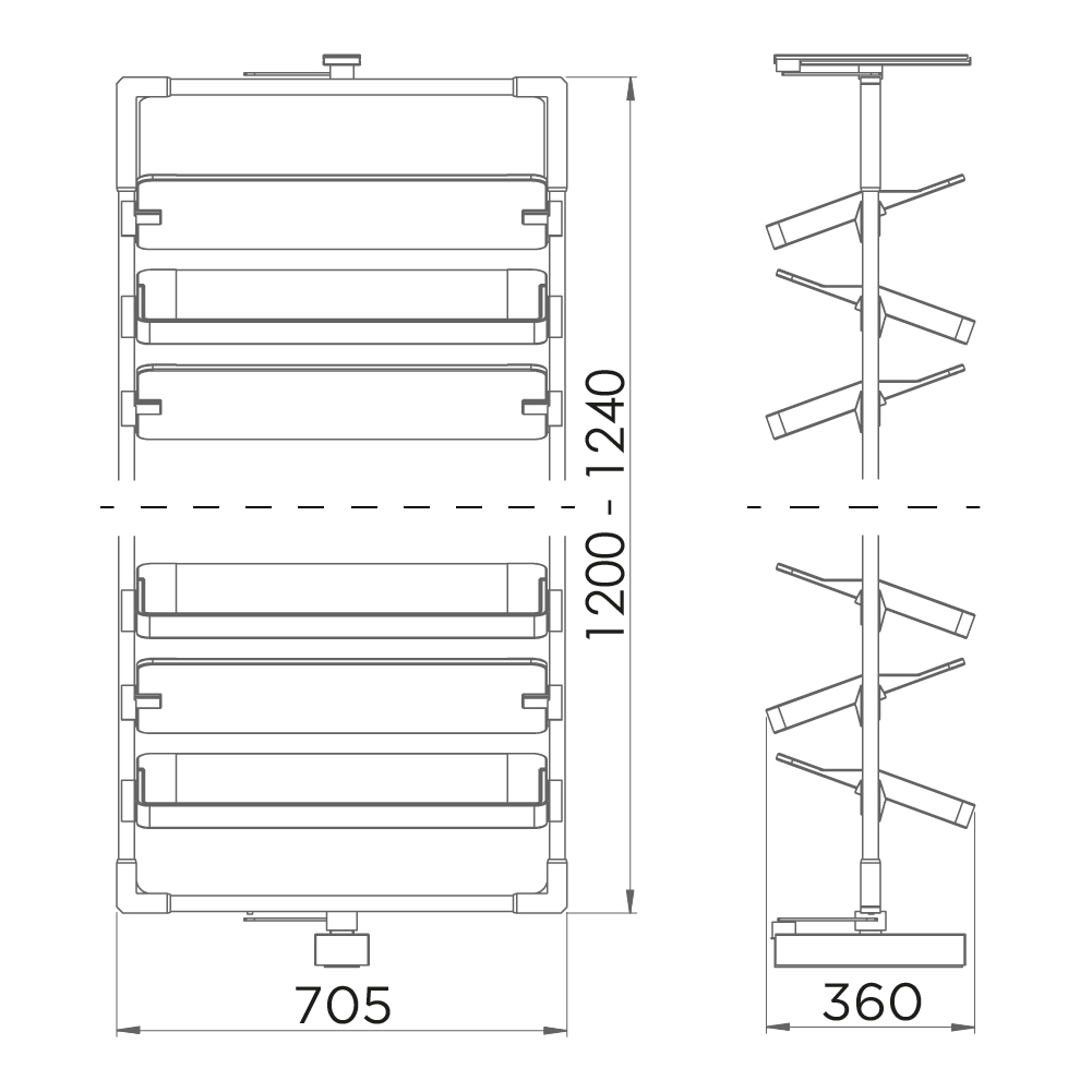 Полиця обертова для взуття (на 6 полиць), чорний