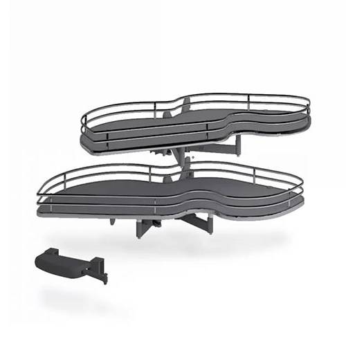 Полиця Elite висувна 450/865х485мм поворотна, 2-х рівнева, ліва, титан Полиця Elite висувна 450/865х485мм поворотна, 2-х рівнева, ліва, титан