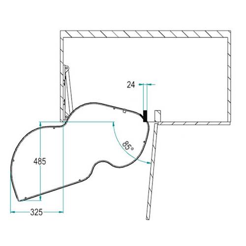 Полиця Elite висувна 450/865х485мм поворотна, 2-х рівнева, ліва, титан Полиця Elite висувна 450/865х485мм поворотна, 2-х рівнева, ліва, титан