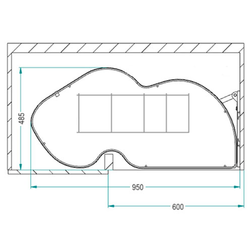 Полиця Elite Combis висувна 600мм поворотна, 2-х рівнева, ліва, титан