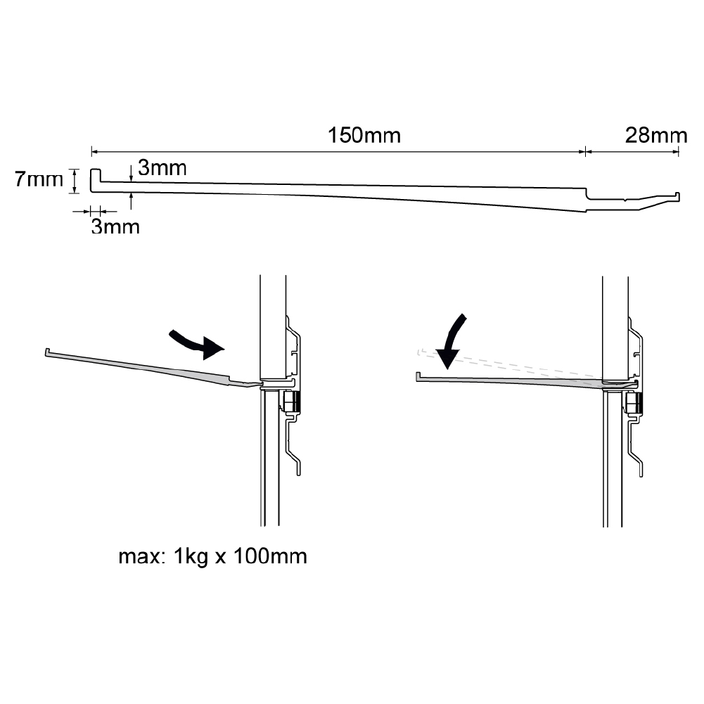 Полиця LINE3, 300 мм, чорний браш (алюміній анодований)
