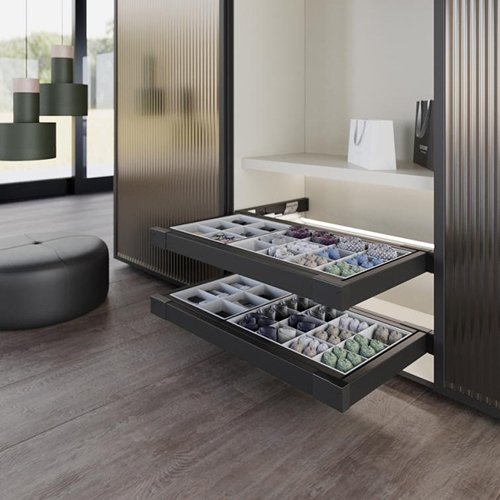 Полка-органайзер  Ipnos APOL/4545NG с дерев. раздел., черный