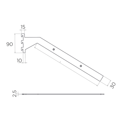 Полицетримач для взуттєвої полиці P500х30мм, лівий, чорний мат.