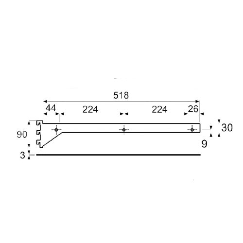 Полицетримач для полиці P500х30мм, лівий, чорний мат. Полицетримач для полиці P500х30мм, лівий, чорний мат.