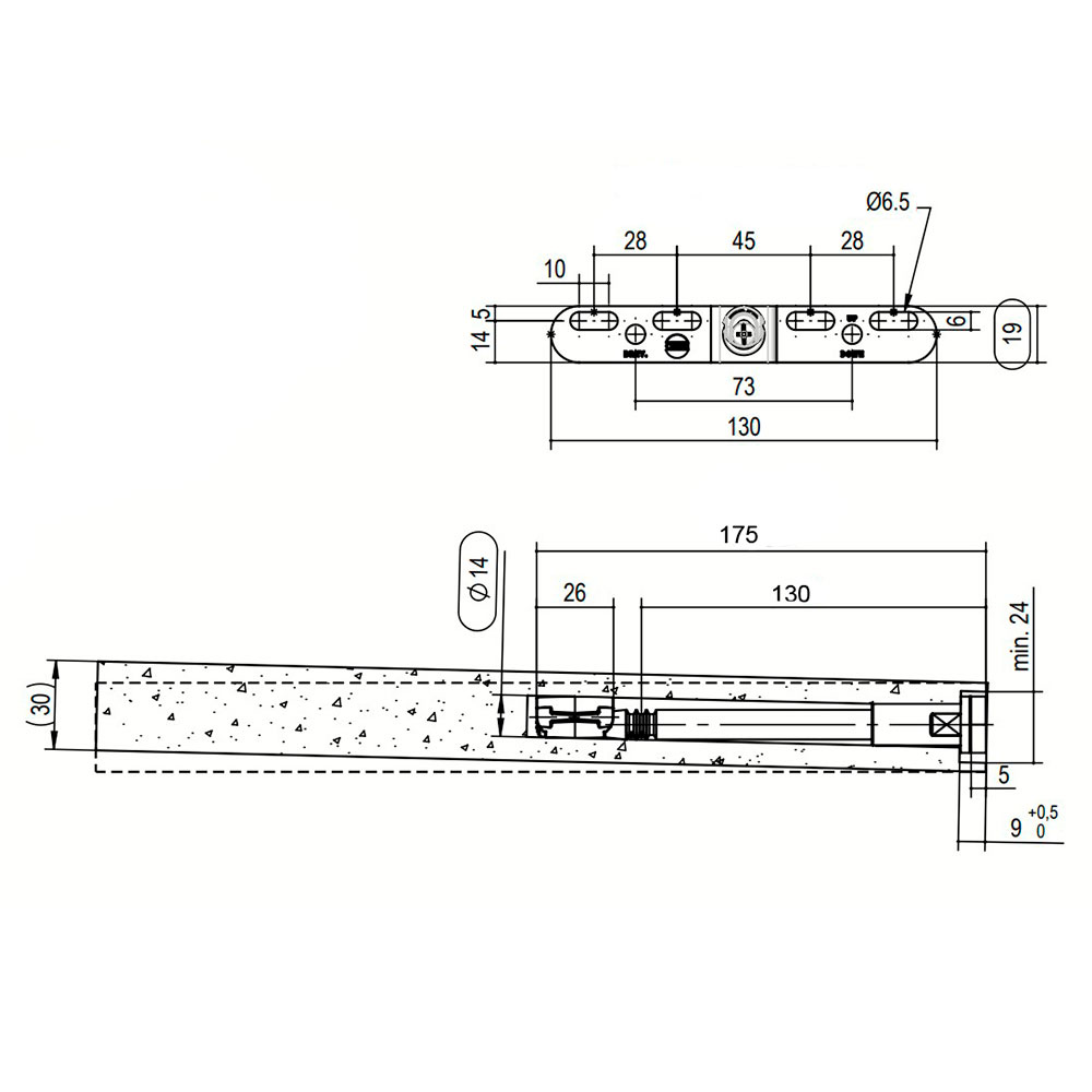 Полицетримач L=175мм d=14мм з кріпильн. пластиною для ДСП от 25мм, прих монтаж, 10кг Полицетримач L=175мм d=14мм з кріпильн. пластиною для ДСП от 25мм, прих монтаж, 10кг