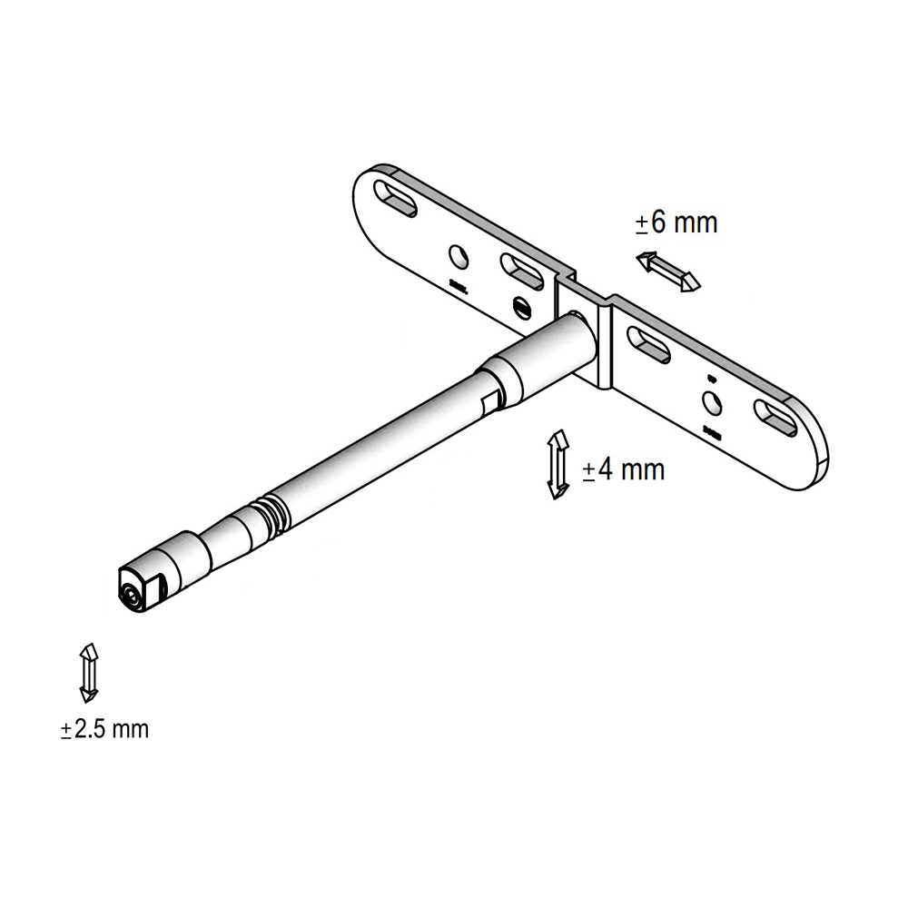 Полицетримач L=350мм d=18мм з кріпильн. пластиною для ДСП від 40мм, прихований монтаж, 30кг Полицетримач L=350мм d=18мм з кріпильн. пластиною для ДСП від 40мм, прихований монтаж, 30кг