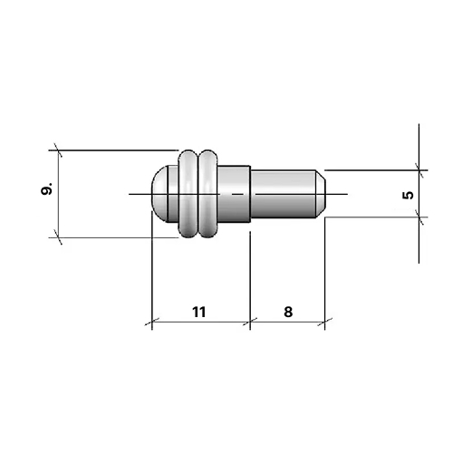 Полкодержатель L8/12мм, d=5мм, с 2-мя рез. кольцами, никель