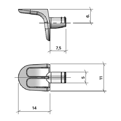 Полицетримач slim 11x14мм, d=5мм, цамак