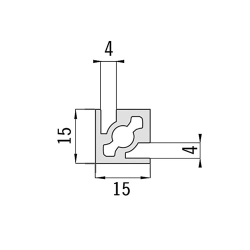Профіль 15х15мм, L=2590мм для полиці і задньої стінки, чорний Профіль 15х15мм, L=2590мм для полиці і задньої стінки, чорний