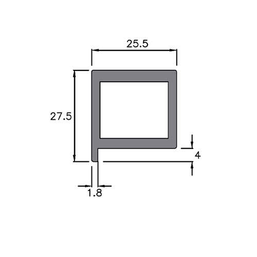 Профиль для двери IKS, бронза картье (СВЕТЛЫЙ) (алюм.), 6100мм (стекло приклеивается 3М)