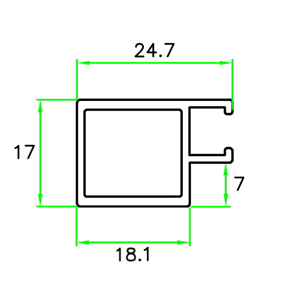 Профиль для двери IKS mini, Peltro (алюм.), 6100мм (стекло в паз) 