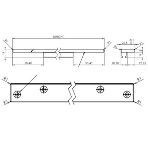 Профіль горизонтальний ANTE 14X22,5X547мм, чорний мат. (алюміній) Профіль горизонтальний ANTE 14X22,5X547мм, чорний мат. (алюміній)