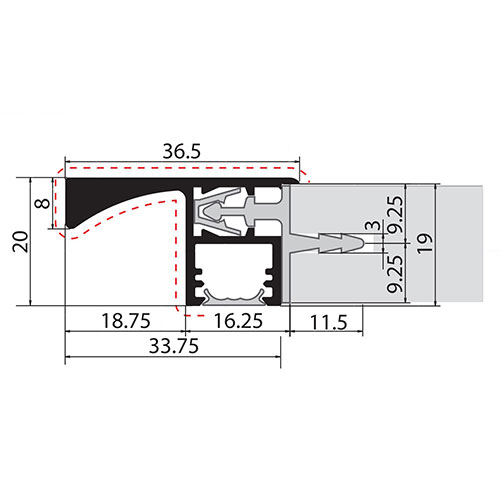 Профіль-кріплення до ручки-профілю Gola в верхні тумби, чорн. (алюм.), 4.4м Профіль-кріплення до ручки-профілю Gola в верхні тумби, чорн. (алюм.), 4.4м