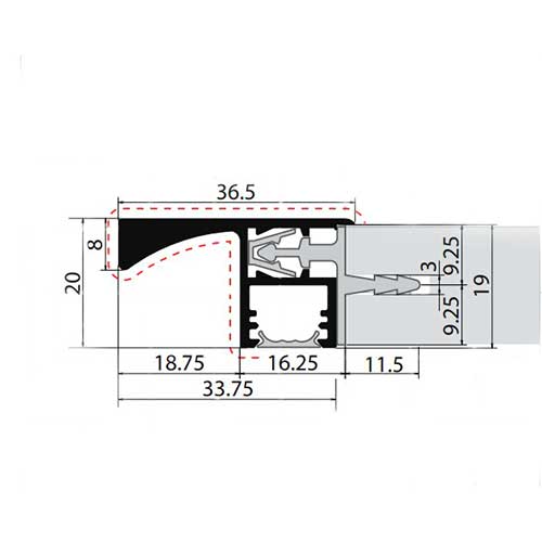 Профіль-кріплення до ручки-профілю Gola в верхні тумби, алюм., 4.4м Профіль-кріплення до ручки-профілю Gola в верхні тумби, алюм., 4.4м