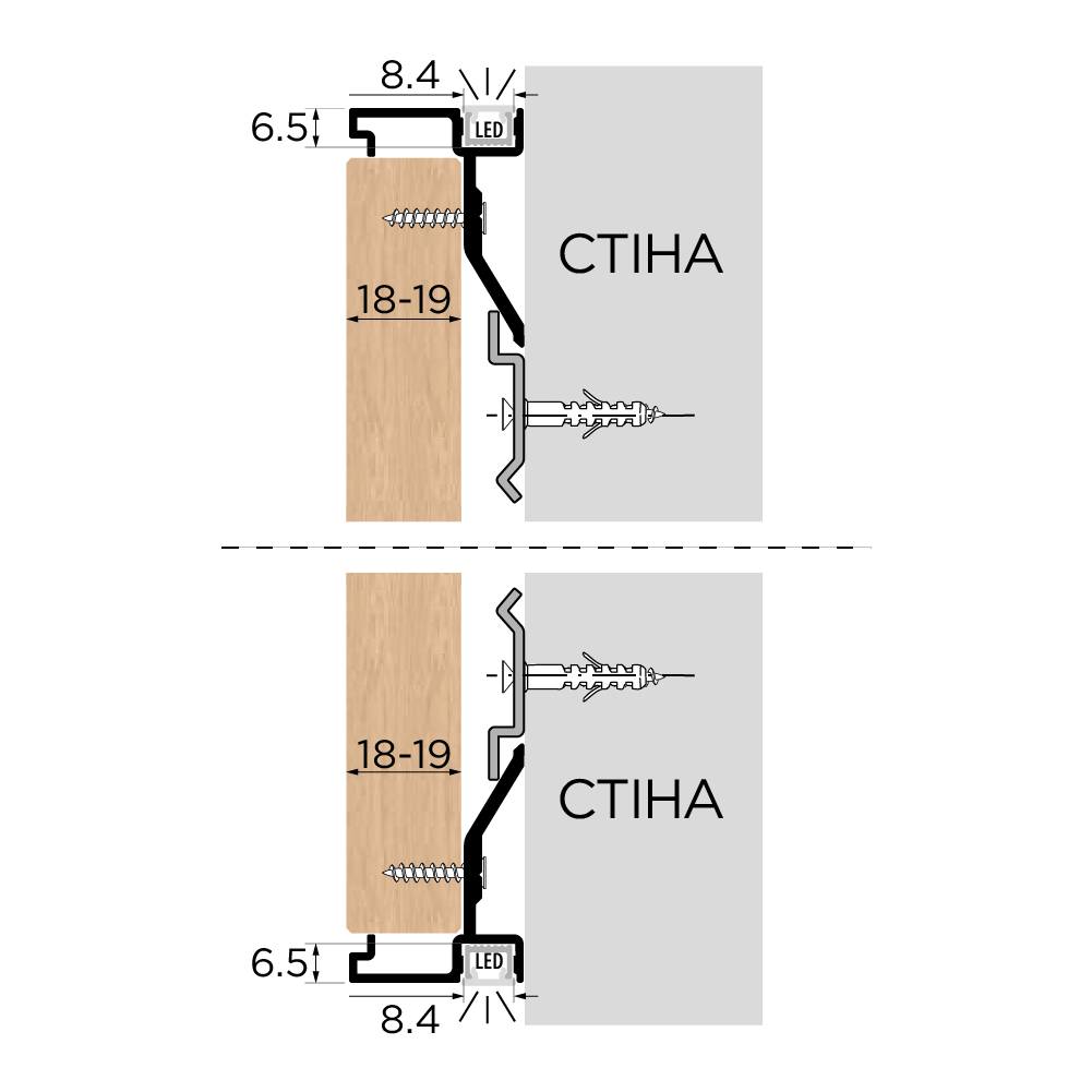 Профіль LINE3, L=4350мм, з отвором для LED, чорний матовий