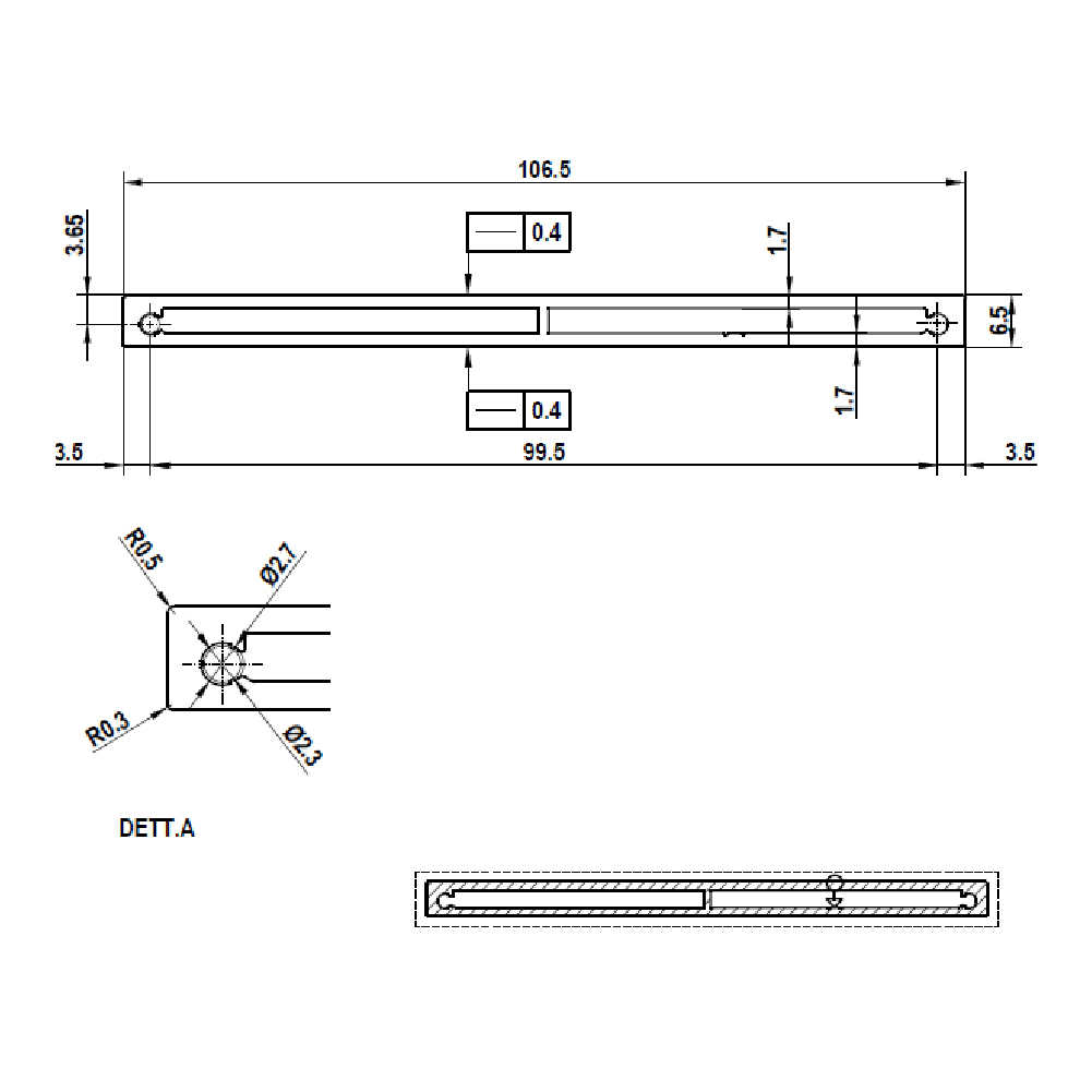 Профіль Modus для каркаса без задн. стінки L=4350мм, шир.106.5мм, чорний
