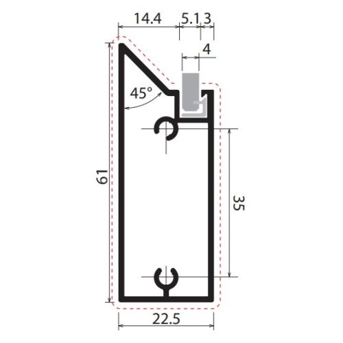 Профіль рамковий вертикальний ANTE 4300мм, 61х22,5мм, чорний браш (алюміній) Профіль рамковий вертикальний ANTE 4300мм, 61х22,5мм, чорний браш (алюміній)
