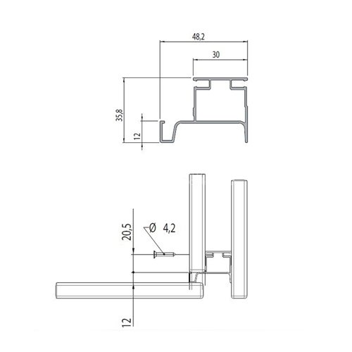 Профіль-ручка Чорно-коричн. (алюм.), 4,7м вертик. одностор. Профіль-ручка Чорно-коричн. (алюм.), 4,7м вертик. одностор.