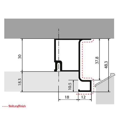 Профіль-ручка Gola, вертик. одностор., нержав. (алюм.), 4.35м Профіль-ручка Gola, вертик. одностор., нержав. (алюм.), 4.35м
