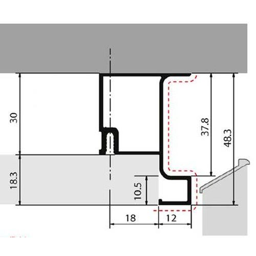Профіль-ручка Gola, вертик. одностор., графіт мат. (алюм.), 4.4м Профіль-ручка Gola, вертик. одностор., графіт мат. (алюм.), 4.4м